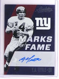 DELETE 18331 2017 Panini Asolute Marks Of Fame Y.A. Tittle autograph aiuto #D58/99
