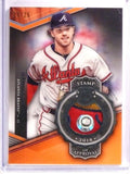 DELETE 19776 2018 Topps Tribute Stamp Orange Dansby Swanson 3 color patch #D23/25