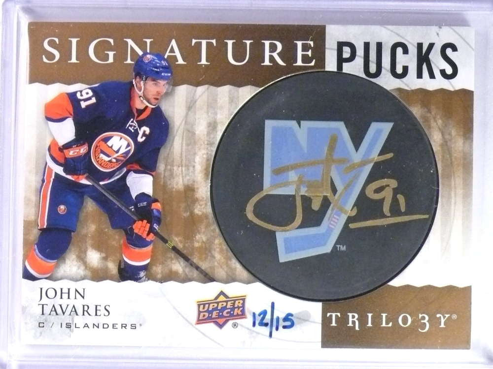 DELETE 21680 2014-15 UD Trilogy Signature Pucks John Tavares autograph auto #D12/15