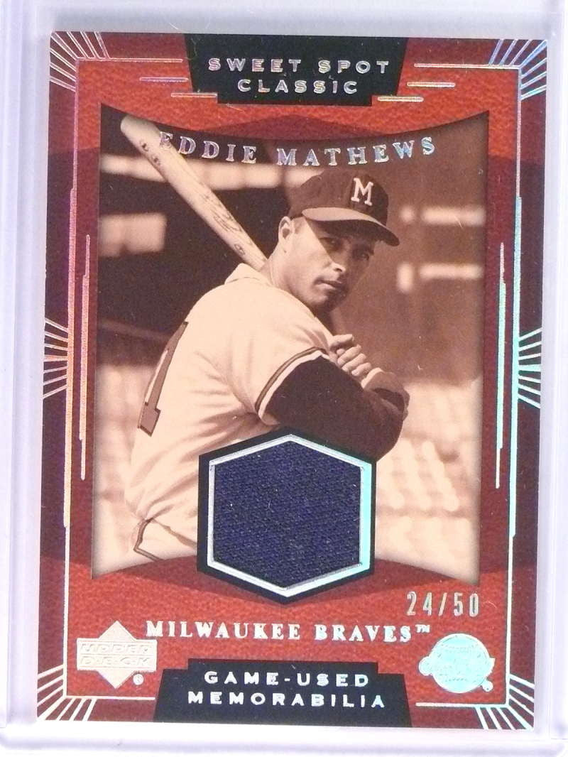 2004 UD Sweet Spot Classic Silver Rainbow Eddie Mathews Jersey #D24/50