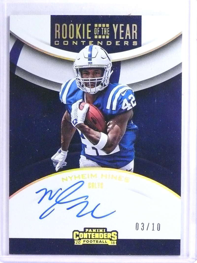 DELETE 23190 2018 Panini Contenders ROY Nyheim Hines Rookie Autograph #D03/10 #RYANH