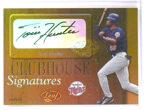 2003 Leaf Clubhouse Signatures Gold Torii Hunter Autograph Auto #D25/25