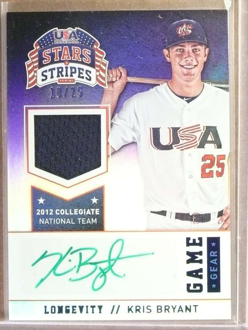 DELETE 29554 2015 USA Baseball Stars Stripes Kris Bryant Green Autograph Jersey #D18/25