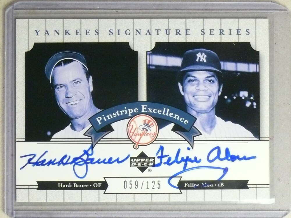 DELETE 32061 2003 UD Yankees Signature Pinstripe Hank Bauer Felipe Alou Auto #59/125