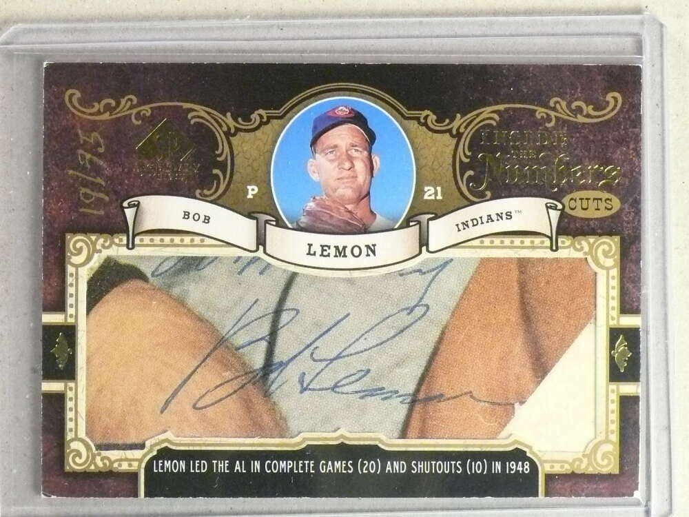DELETE 32076 2007 UD SP Legendary Cuts Inside Numbers Bob Lemon Cut Autograph #D19/75
