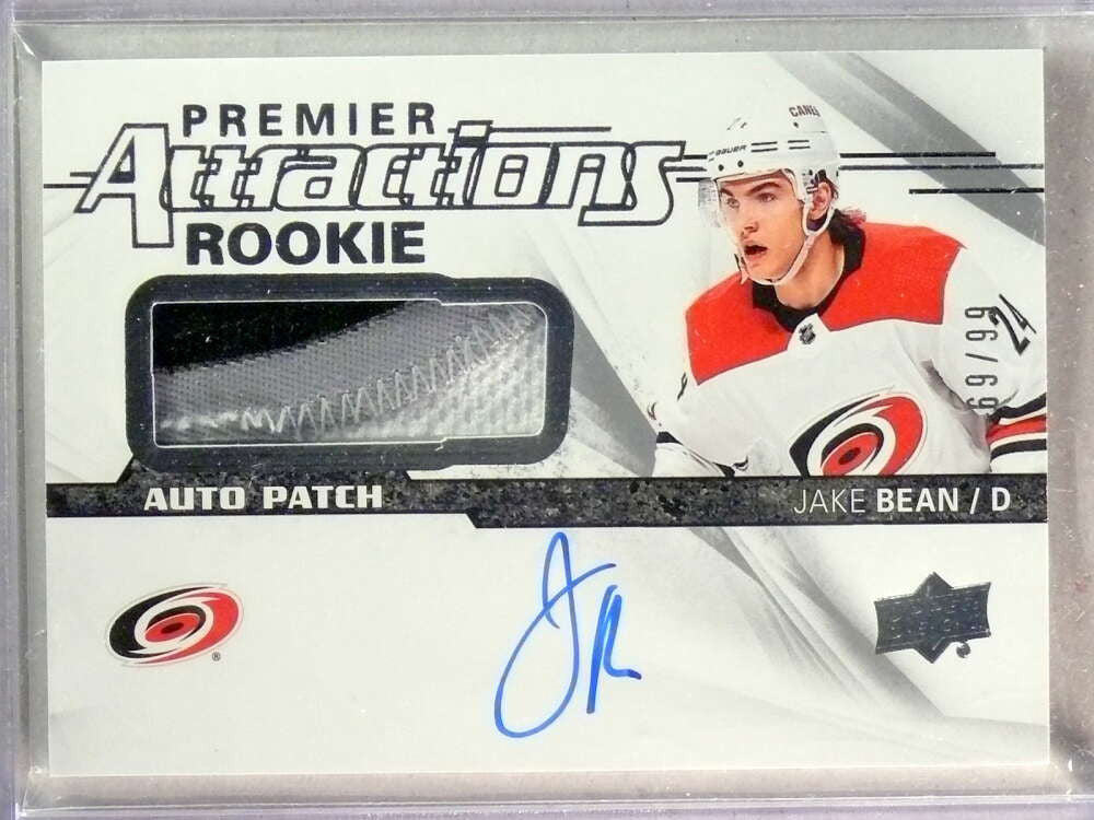 DELETE 33481 2018-19 UD Premier Attractions Jake Bean Rookie RC Patch Autograph #D69/99