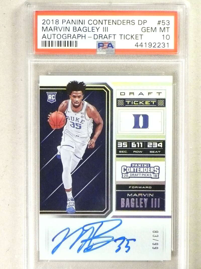 DELETE 33626 2018 Panini Contenders Draft Marvin Bagley autograph auto rc #83/99 PSA 10