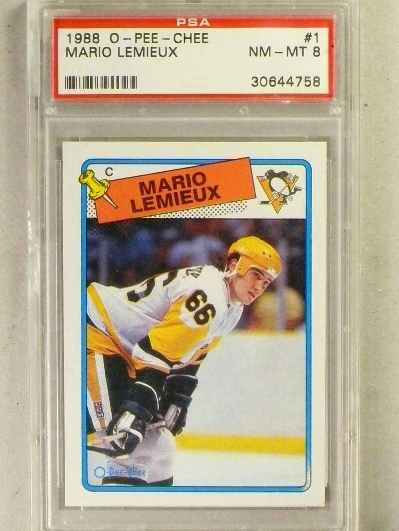 DELETE 33673 1988-89 OPC O-Pee-Chee Mario Lemieux #1 PSA 8 NM-MT