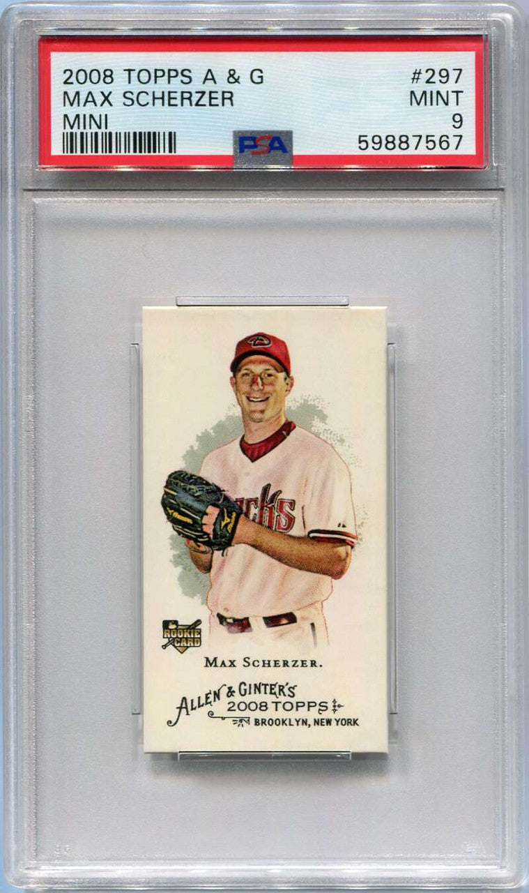 2008 Topps Allen &amp; Ginter Mini 297 Max Scherzer Rookie PSA 9 MINT
