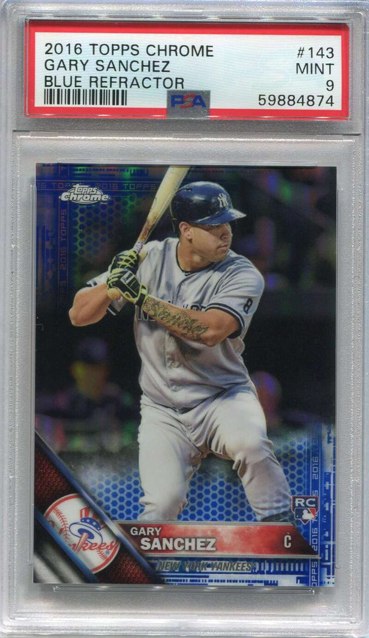 2016 Topps Chrome Blue Refractor 143 Gary Sanchez Rookie 150/150 PSA 9 MINT
