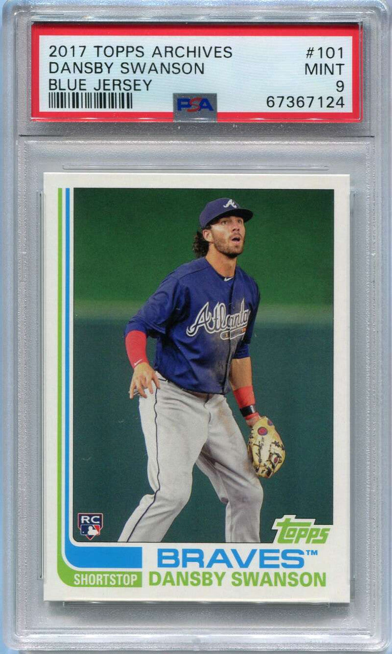 2017 Topps Archives 101b Dansby Swanson Blue Jersey Rookie SP PSA 9 MINT