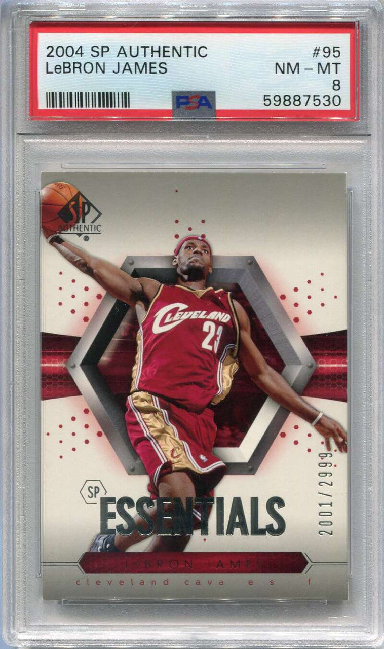 SOLD 111561 2004-05 SP Authentic 95 LeBron James ESS 2001/2999 Essentials PSA 8 NM-MT