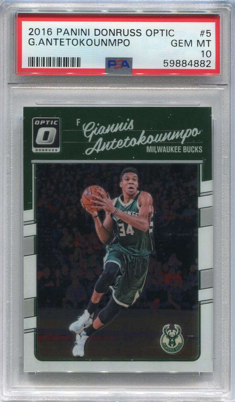 2016-17 Donruss Optic 5 Giannis Antetokounmpo PSA 10 GEM MT