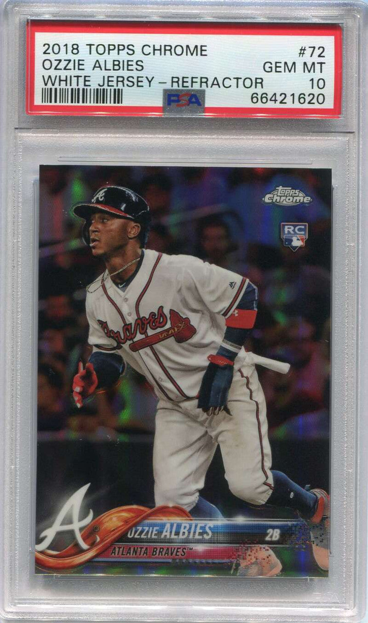 DELETE 111631 2018 Topps Chrome Refractor 72 Ozzie Albies White Jersey Rookie PSA 10 GEM MT