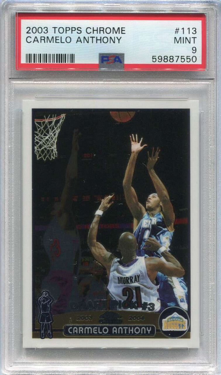 SOLD 111701 2003-04 Topps Chrome 113 Carmelo Anthony Rookie PSA 9 MINT