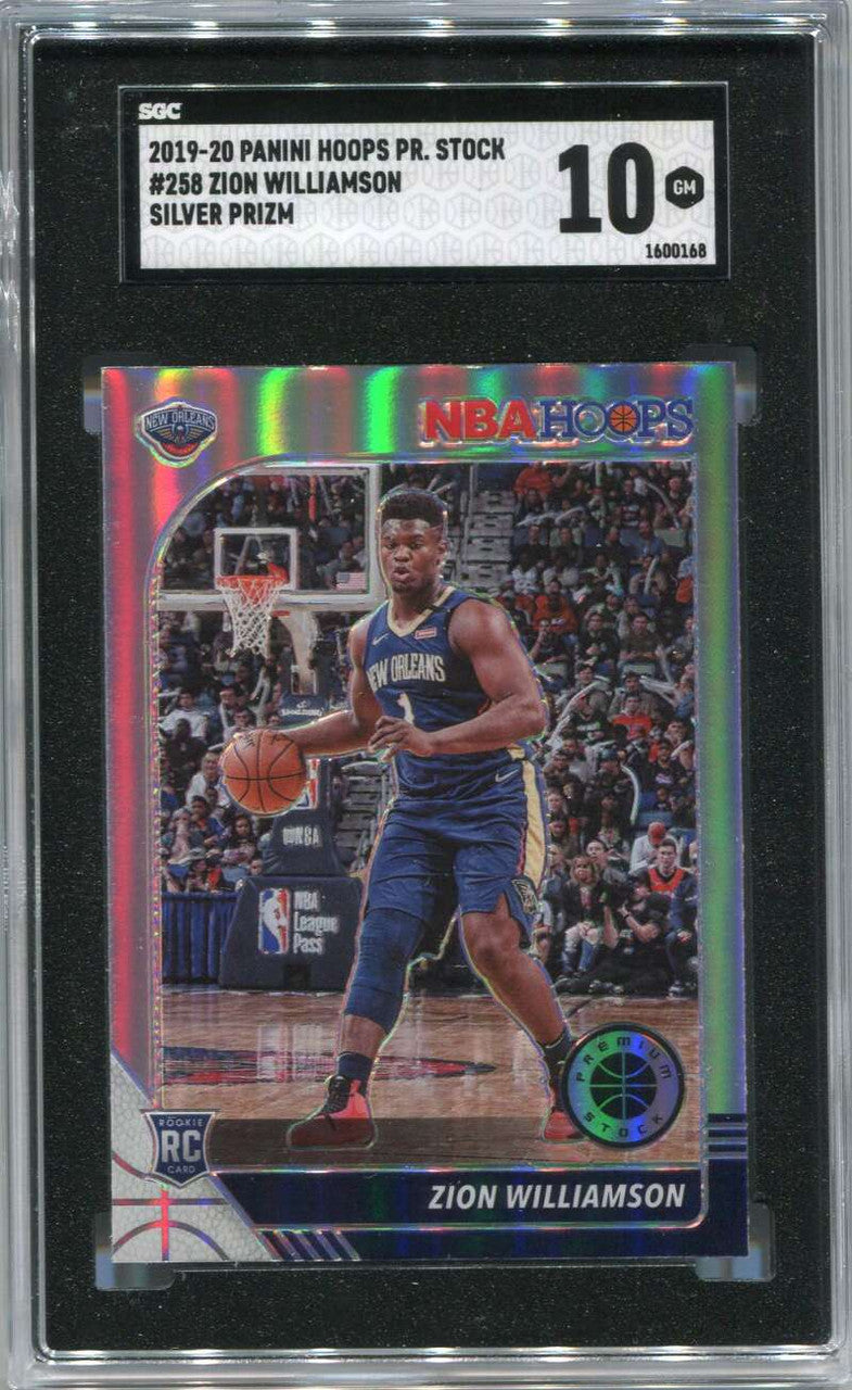 DELETE 111781 2019-20 Hoops Premium Stock Prizms Silver 258 Zion Williamson Rookie SGC 10 GEM
