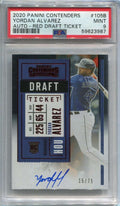 SOLD 111807 2020 Panini Contenders Variations Red 105 Yordan Alvarez Rookie Auto 15/75 PSA 9