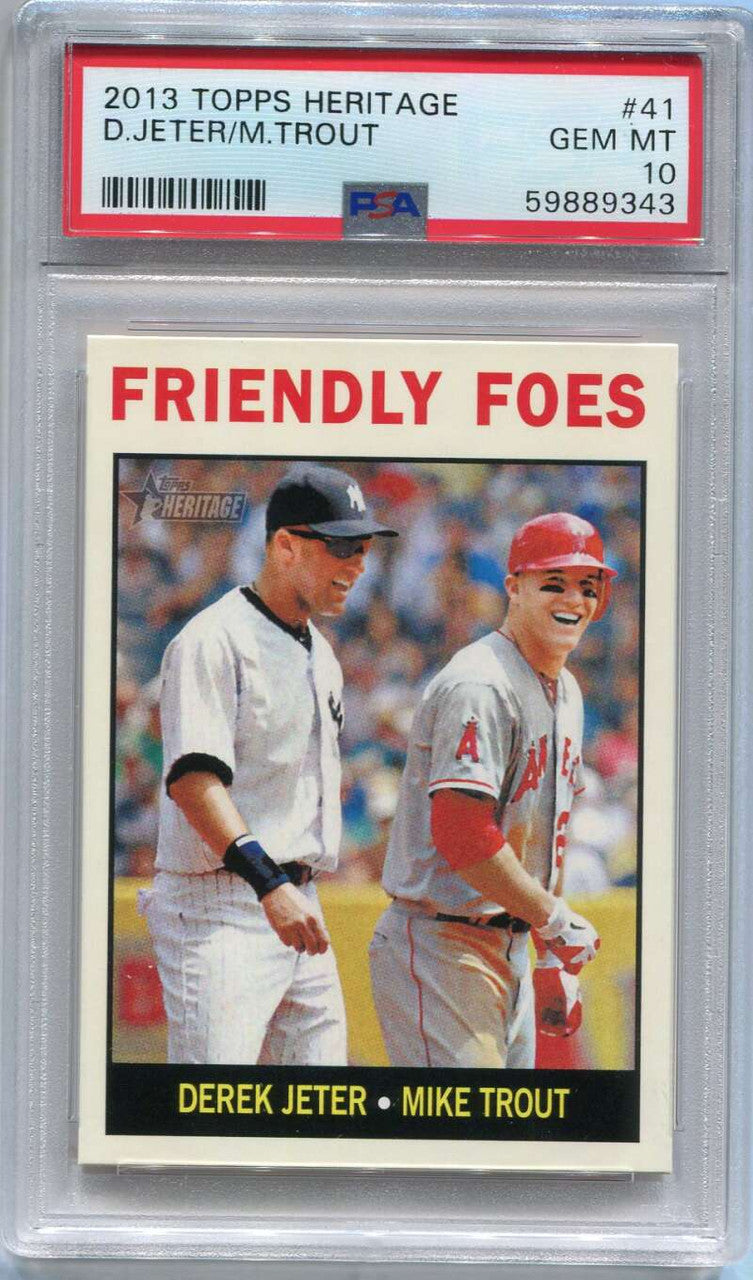 2013 Topps Heritage 41 Friendly Foes Mike Trout Derek Jeter PSA 10 GEM MT