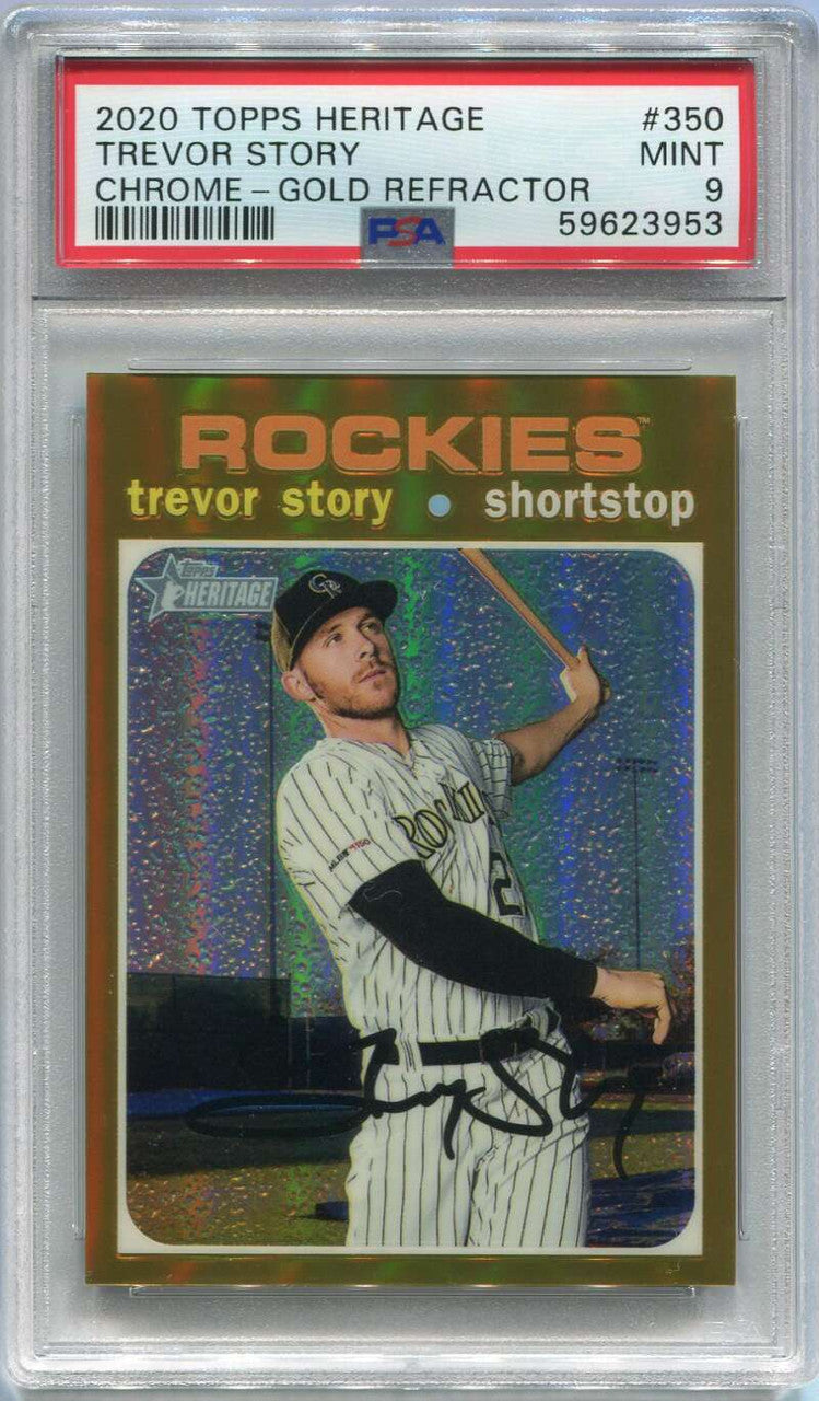 2020 Topps Heritage Chrome Gold Refractor 350 Trevor Story 4/5 PSA 9 MINT