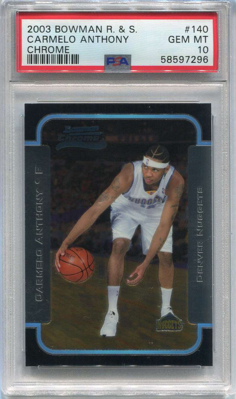 SOLD 111924 2003-04 Bowman Chrome 140 Carmelo Anthony Rookie PSA 10 GEM MT