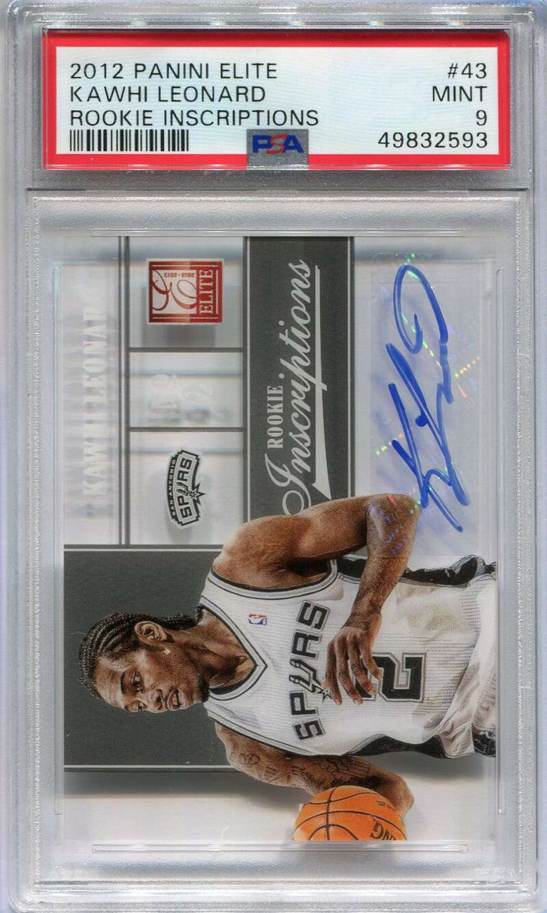2012-13 Elite Rookie Inscriptions 43 Kawhi Leonard Rookie Auto PSA 9 MINT
