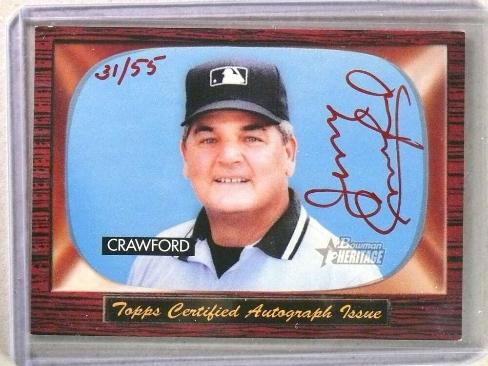 DELETE 112083 2004 Bowman Hertitage Signs Of Authority Red Jerry Crawford Autograph #/55