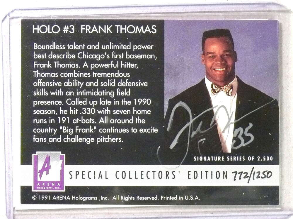 DELETE 112306 1991 Arena Holograms Special Collectors' Edition Frank Thomas Autograph