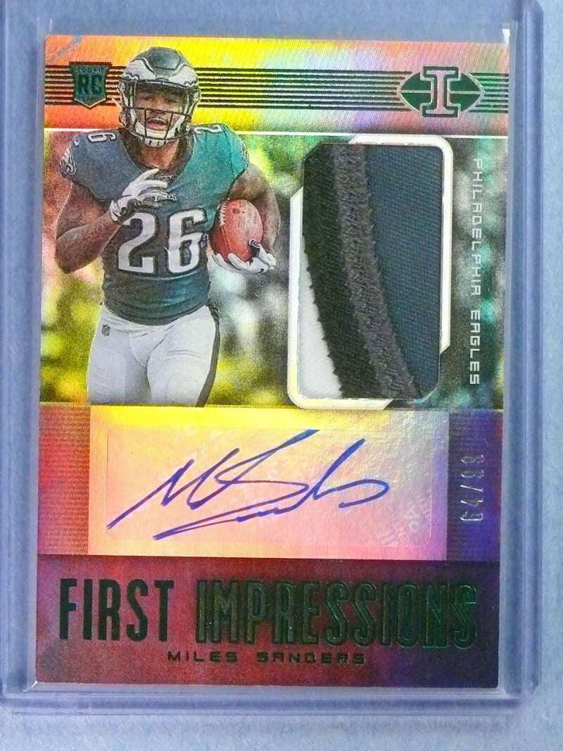 DELETE 112421 2019 Illusions First Impressions Miles Sanders Patch Autograph RC #D64/99