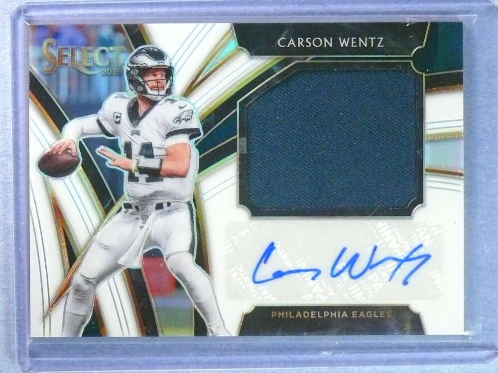 DELETE 112449 2019 Panini Select Jumbo Prizm White Carson Wentz Jersey Autograph #D02/10