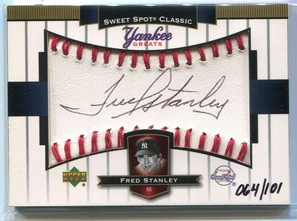 2003 Sweet Spot Autographs Yankee Greats Black Ink Fred Stanley Auto 64/101