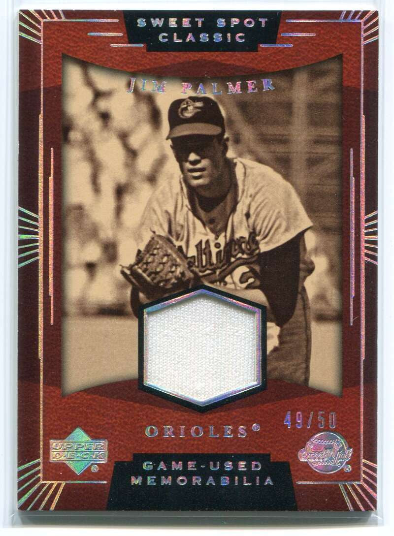 2004 Sweet Spot Classic Game Used Silver Rainbow SSJP Jim Palmer Jersey 49/50