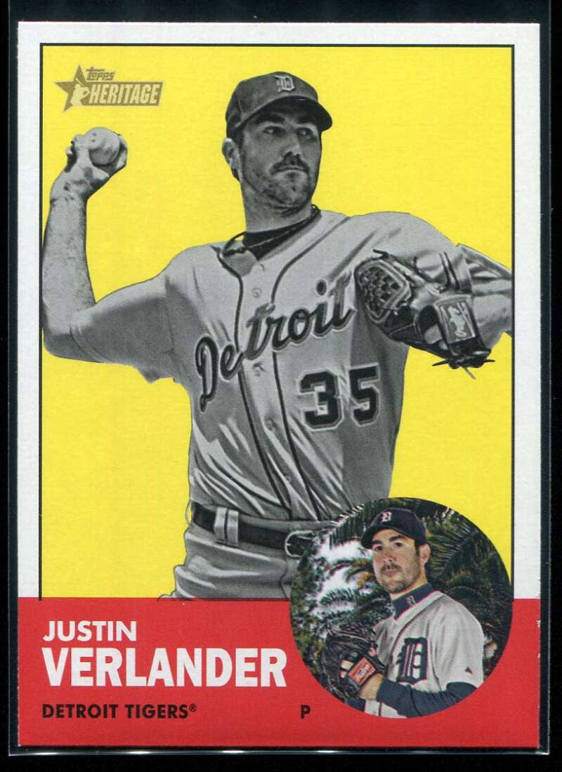 2012 Topps Heritage 44b Justin Verlander BW SP Black &amp; White Color Swap