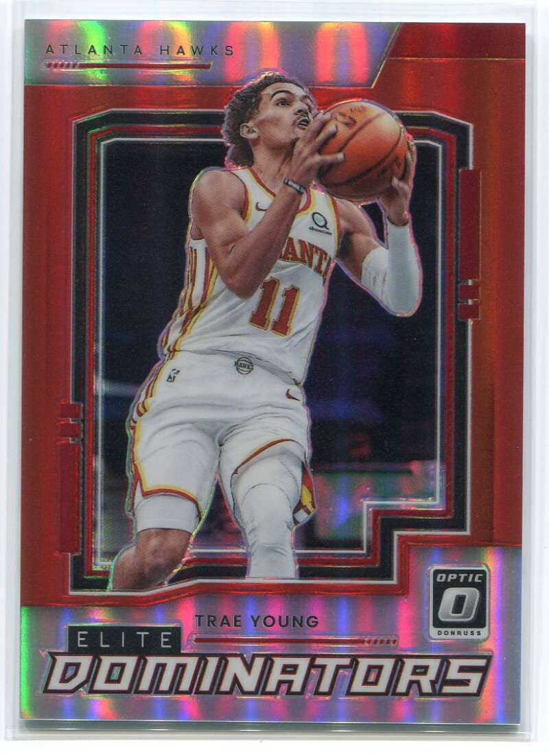 DELETE 114812 2021-22 Donruss Optic Elite Dominators Red Refractor 11 Trae Young 43/99
