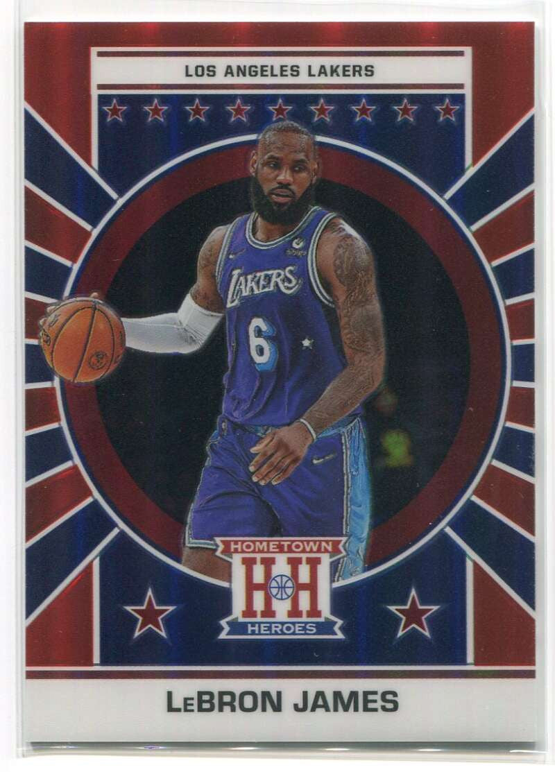 SOLD 114924 2021-22 Panini Chronicles Red 663 LeBron James Hometown Heroes Optic 10/149