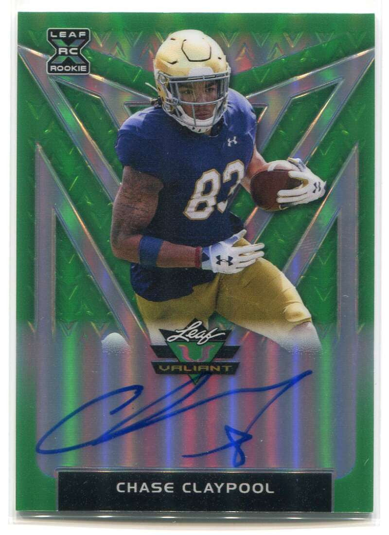 DELETE 115291 2020 Leaf Valiant Green bacc1 Chase Claypool Rookie Auto 6/75