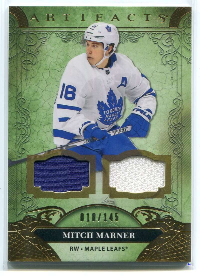 2020-21 Artifacts Materials Gold 127 Mitch Marner Dual Jersey 18/145