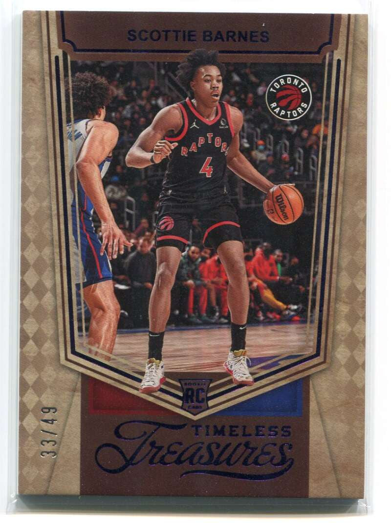 DELETE 115515 2021-22 Chronicles Purple 439 Scottie Barnes Timeless Treasures Rookie 33/49