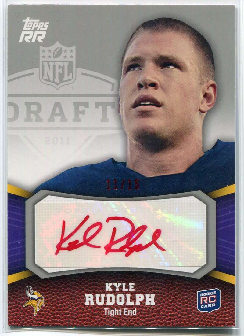 2011 Topps Rising Rookie Autographs Red Ink 112 Kyle Rudolph Rookie Auto 11/15
