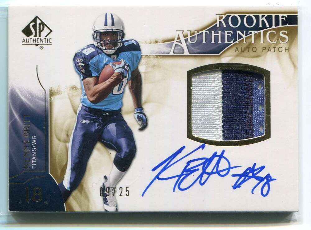 2009 SP Authentic Gold 388 Kenny Britt Rookie Patch Auto 9/25