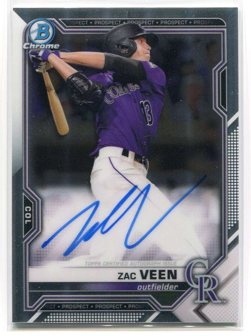 DELETE 115605 2021 Bowman Chrome Prospect Autographs CPAZV Zac Veen Rookie Auto