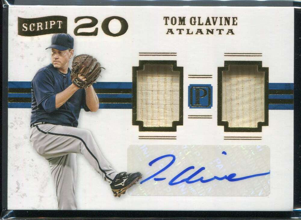 2016 Panini Pantheon Script 20 Materials Gold 3 Tom Glavine Bat Auto 7/10