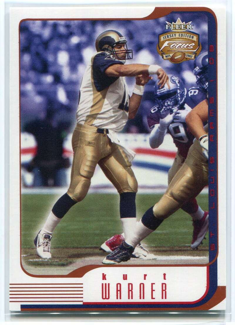2002 Fleer Focus JE Jersey Numbers 91 Kurt Warner 6/13