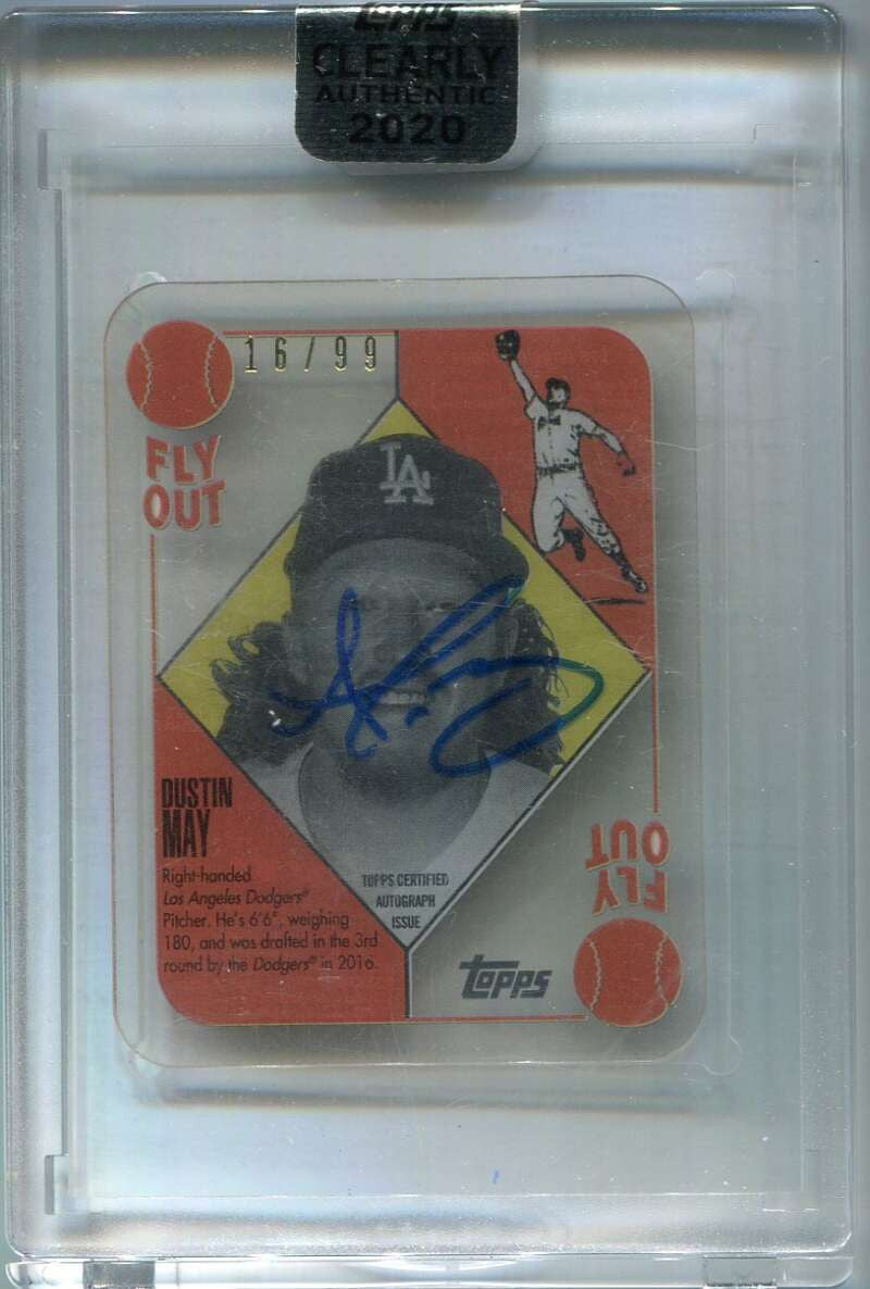 2020 Topps Clearly Authentic '51 Red Blue Backs Dustin May Rookie Auto 16/99