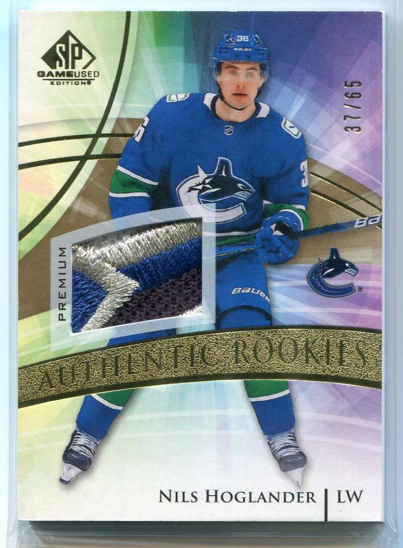 2020-21 SP Game Used Gold 165 Nils Hoglander Rookie Patch 37/65