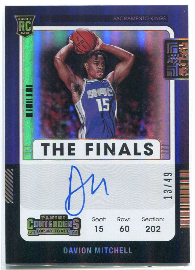 DELETE 116007 2021-22 Panini Contenders Variation Finals 109 Davion Mitchell Rookie Auto 13/49