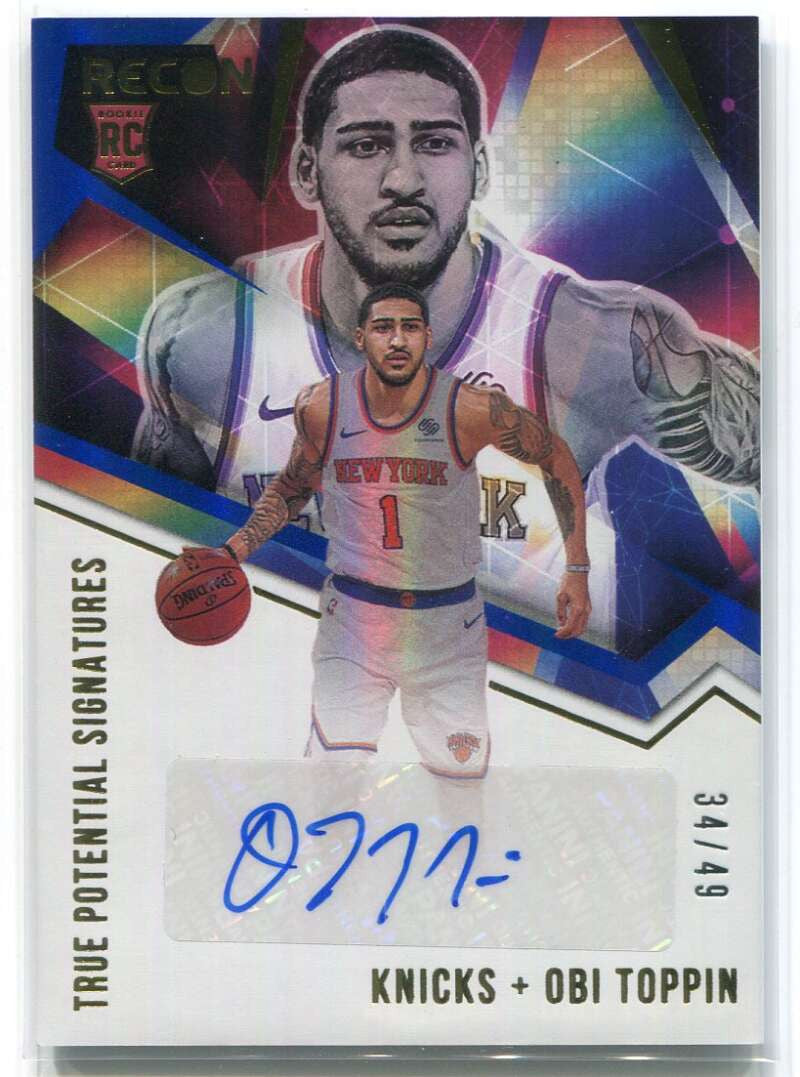 DELETE 116009 2020-21 Panini Recon True Potential Signatures Blue Obi Toppin Rookie Auto 34/49