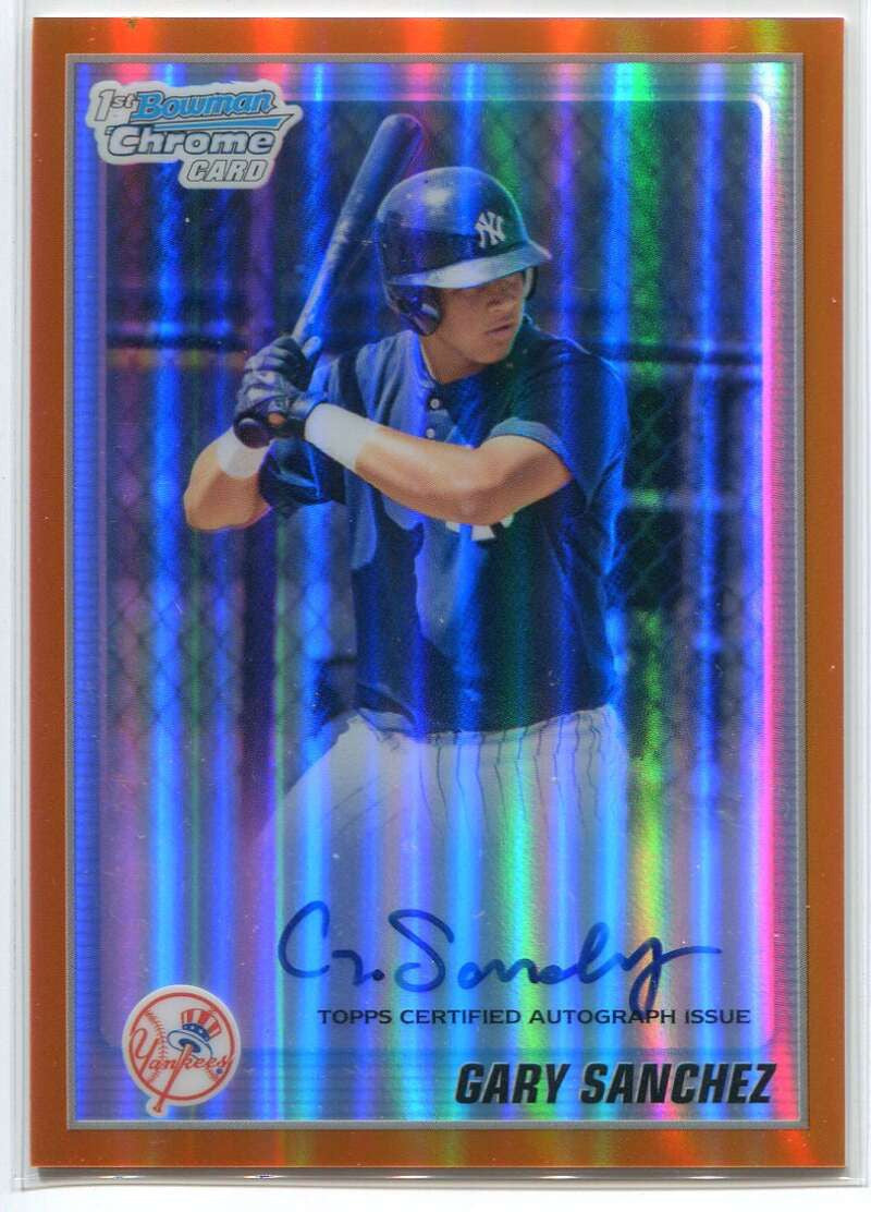 2010 Bowman Chrome Prospects Orange Refractor Gary Sanchez Rookie Auto 2/25
