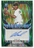 2021 Panini Prizm Autographs Forest Green Flash 72 Jazz Chisholm Rookie Auto 1/5