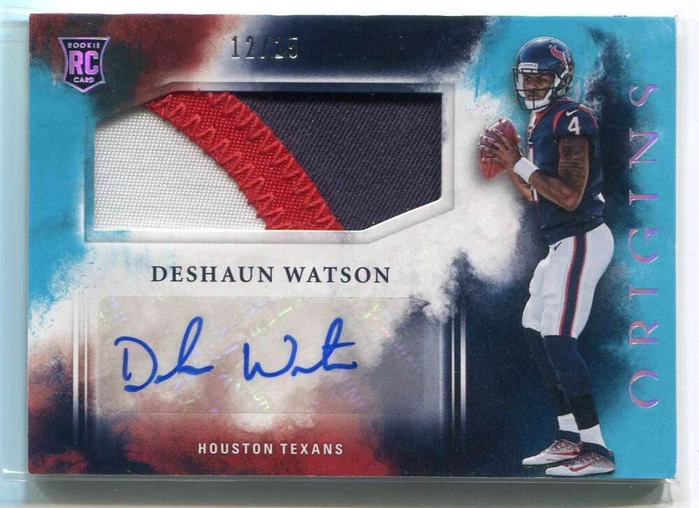2017 Panini Origins Turquoise 101 Deshaun Watson Rookie Patch Auto 12/25