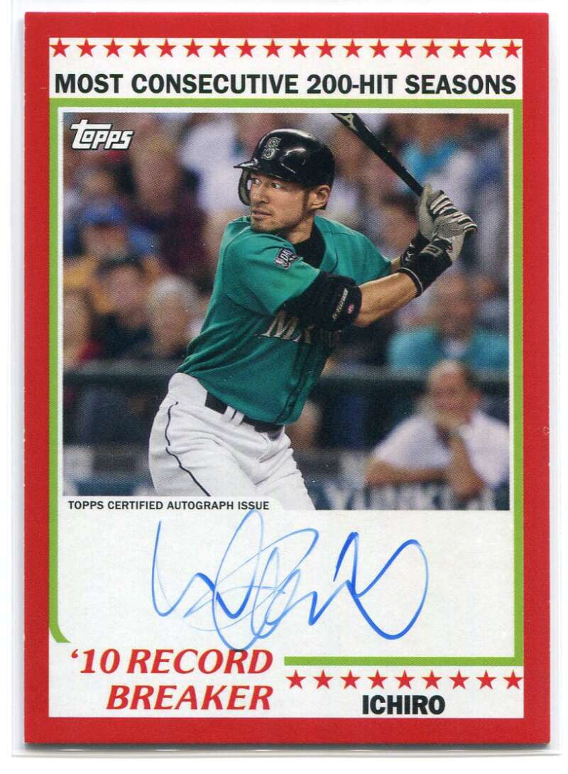 2019 Topps Archives '78 Record Breakers Autographs Red RBAI Ichiro Auto 5/10
